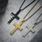 Modern Tri-Color Lord's Prayer Cross Necklace: Un Símbolo Sagrado Atemporal