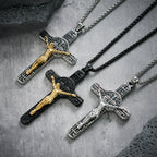 Classic Retro Style Crucifix St. Benedict Medal Protection Pendant Necklace