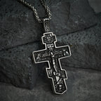 Collar de titanio con crucifijo ortodoxo de Jesús, joyería de protección