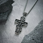Collar de titanio con crucifijo ortodoxo de Jesús, joyería de protección