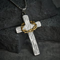 Collier avec pendentif croix couronne d'épines de Jésus de style moderne et protection sacrée