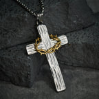 Collier avec pendentif croix couronne d'épines de Jésus de style moderne et protection sacrée