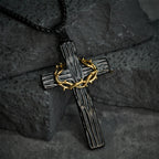 Collier avec pendentif croix couronne d'épines de Jésus de style moderne et protection sacrée