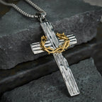 Collier avec pendentif croix couronne d'épines de Jésus de style moderne et protection sacrée