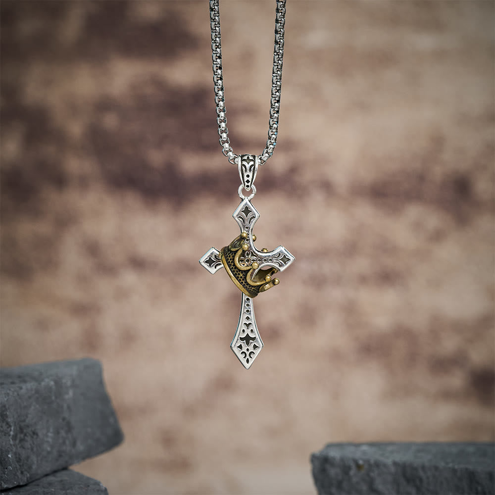 Collier Croix Couronne Bijoux Religieux