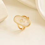 Bague à double-bande Cross Accent Glaze : Un symbole de foi et de style subtils