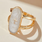 Bague à double-bande Cross Accent Glaze : Un symbole de foi et de style subtils