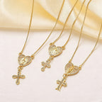 Collar con Colgante de Corazón en Cruz de Nuestra Señora y San Benito con Circonitas: Gracia Divina para el Uso Diario