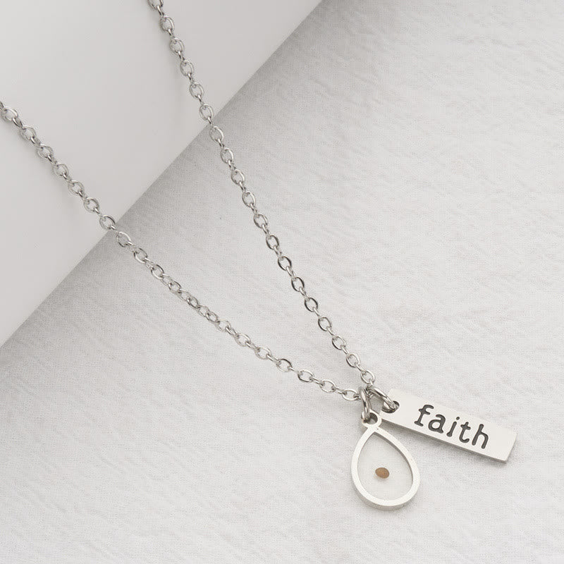 Collier Cœur et Goutte de Graine de Moutarde Foi : Un Symbole de Foi Petite mais Puissante