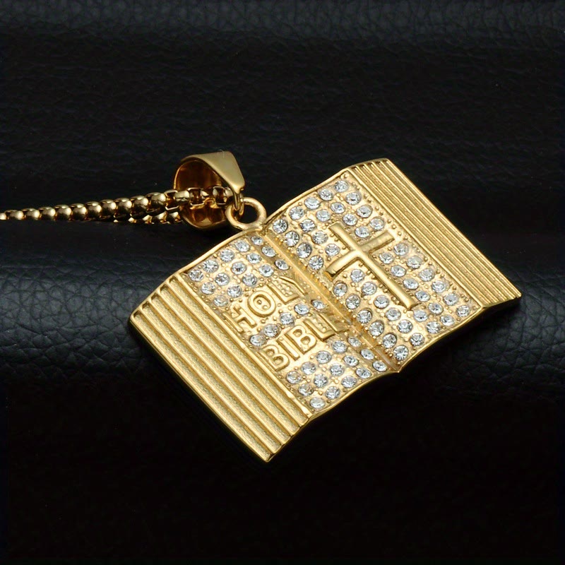 Collar con colgante en forma de Biblia: Símbolo de fe y sabiduría divina