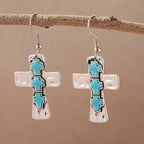 Boucles d'oreilles texturées à triple croix avec incrustations de pierres : Symbole de foi et de protection VIP