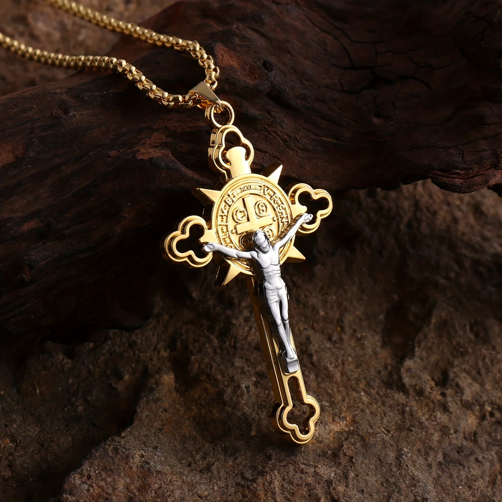 Openwork Crucifix Pendant Necklace: Symbol of Faith and Divine Protection