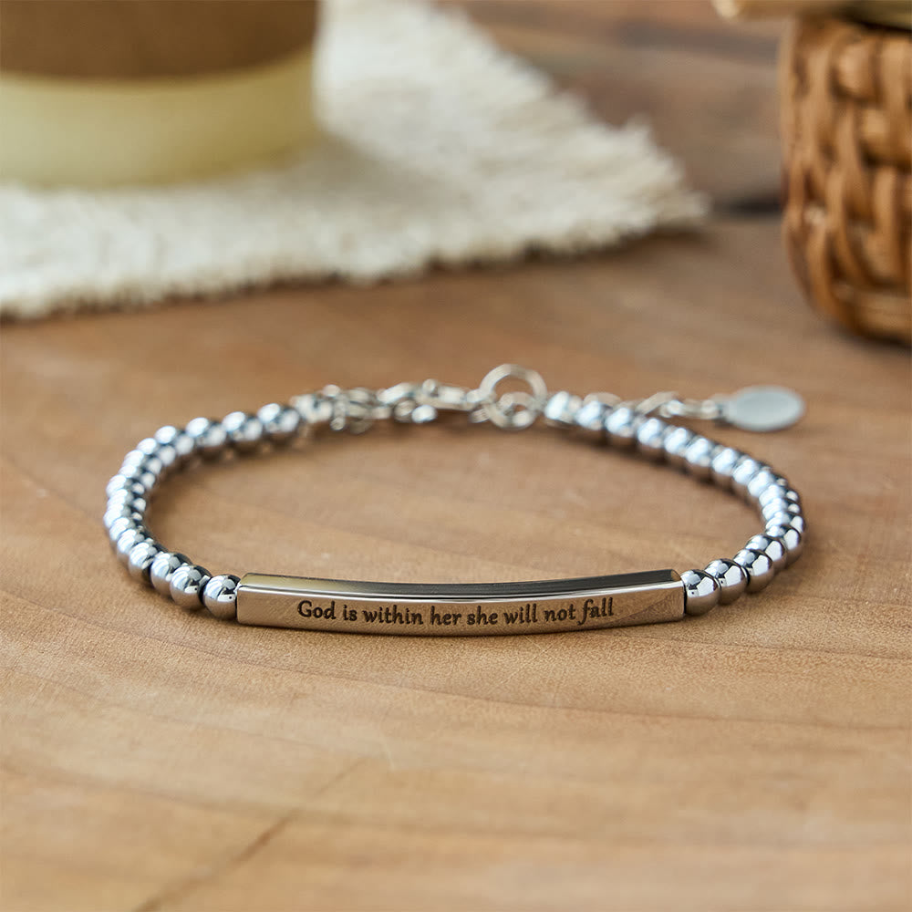 Pulsera de cuentas grabada "Fuerza y Coraje": Un símbolo de fuerza divina y coraje