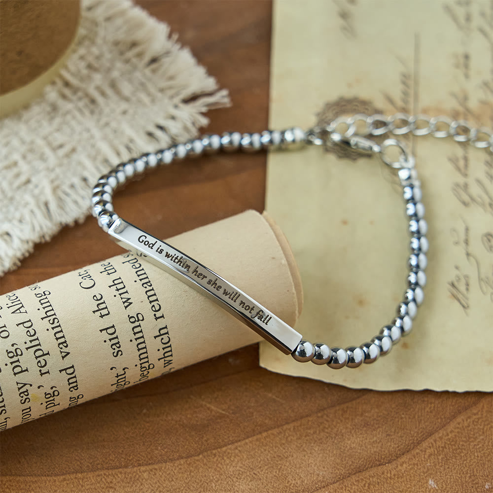 Pulsera de cuentas grabada "Fuerza y Coraje": Un símbolo de fuerza divina y coraje