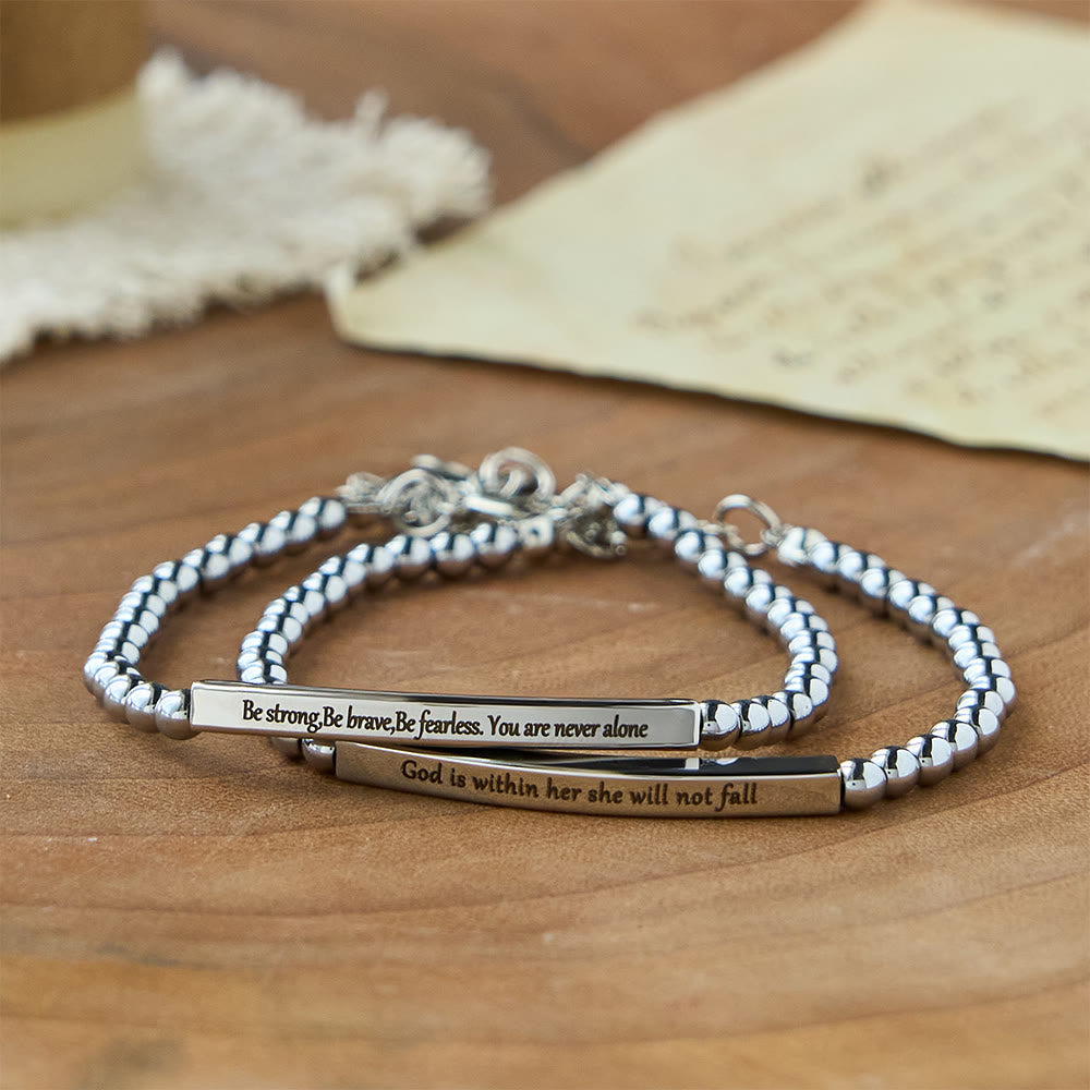 Pulsera de cuentas grabada "Fuerza y Coraje": Un símbolo de fuerza divina y coraje