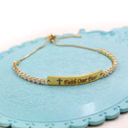 Pulsera Fe Coraje Barra Cuatro Colores Metálica Grabada/Lisa