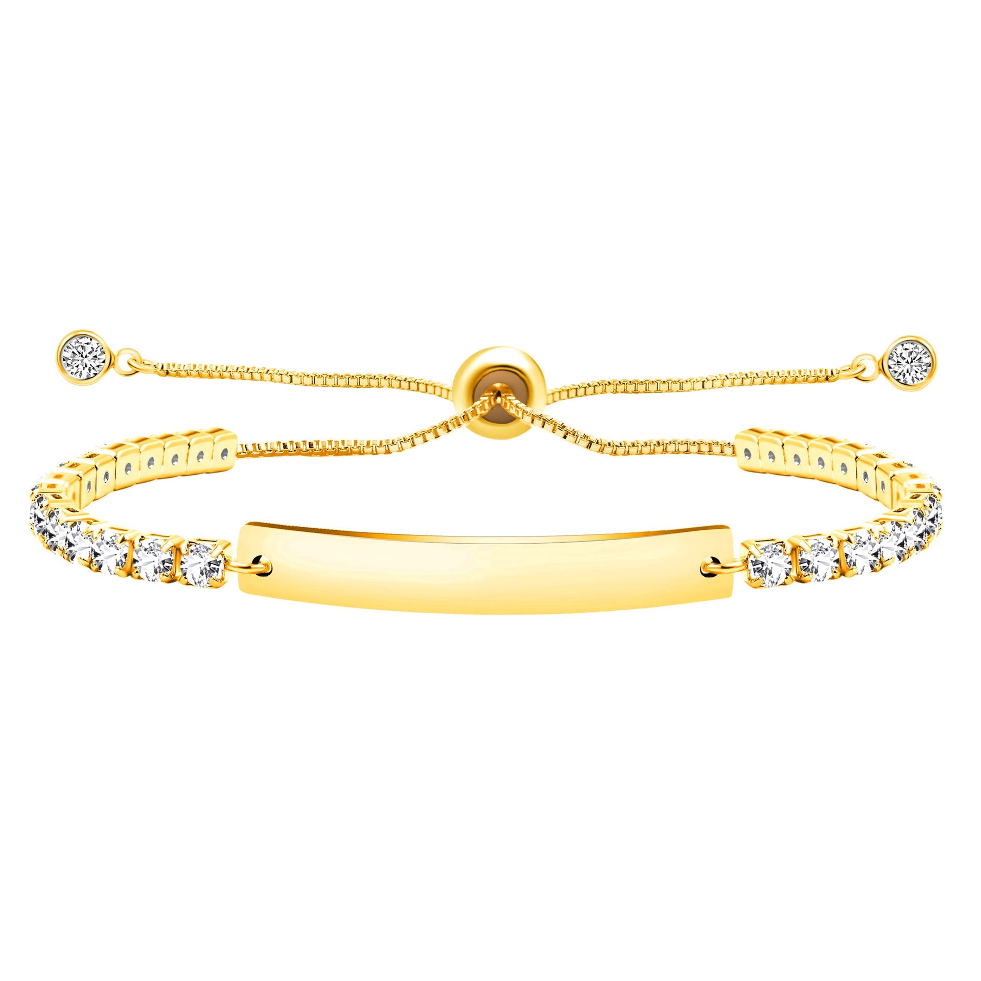 Four-Color Metal with Engraved/Blank Bar Faith Courage Bracelet