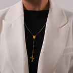 Colección de Collares Rosario Portátiles: Metal Tono Dorado para una Conexión Espiritual Diaria
