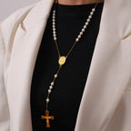Colección de Collares Rosario Portátiles: Metal Tono Dorado para una Conexión Espiritual Diaria