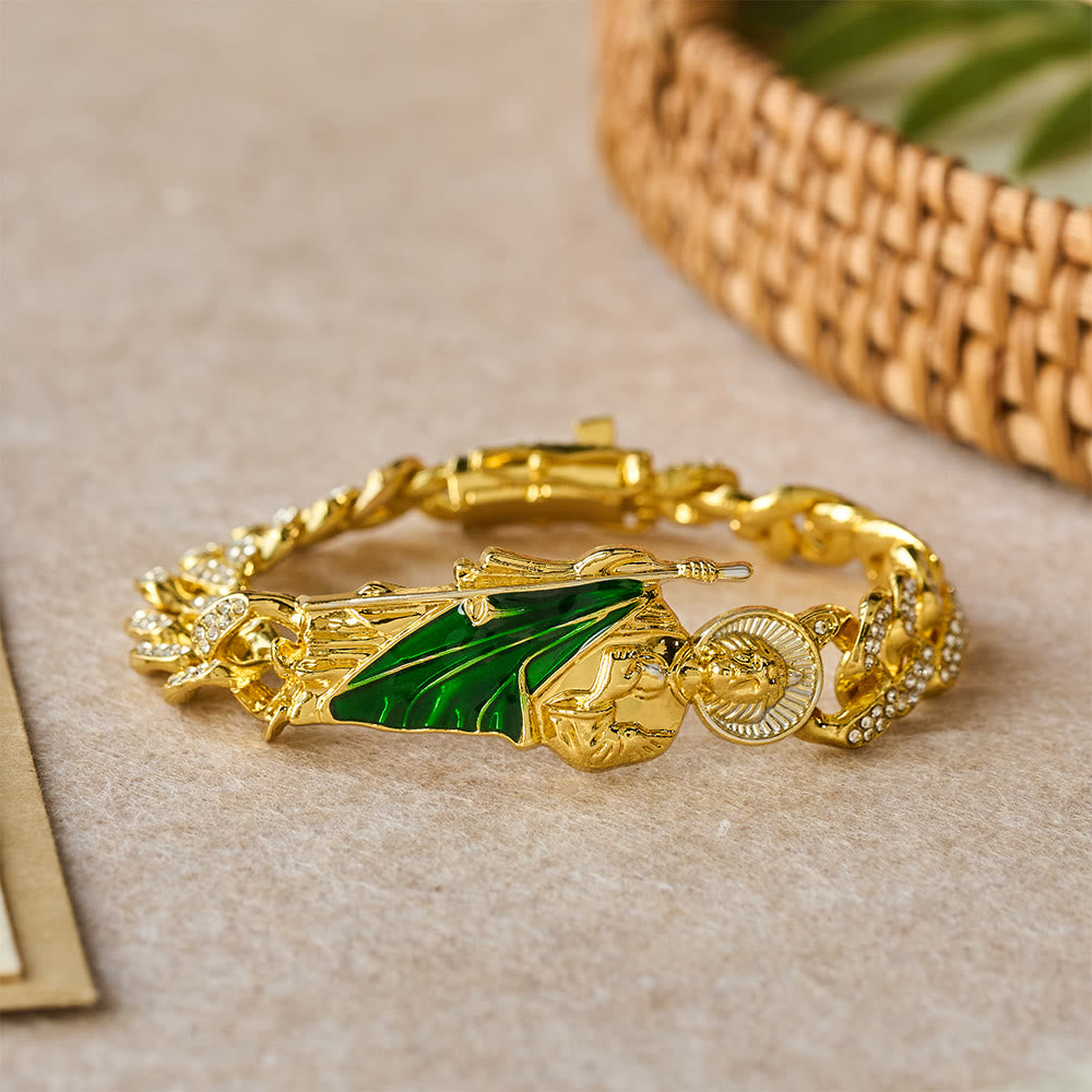 Collar con halo de cristal de San Judas giratorio: un símbolo de gracia sagrada y protección