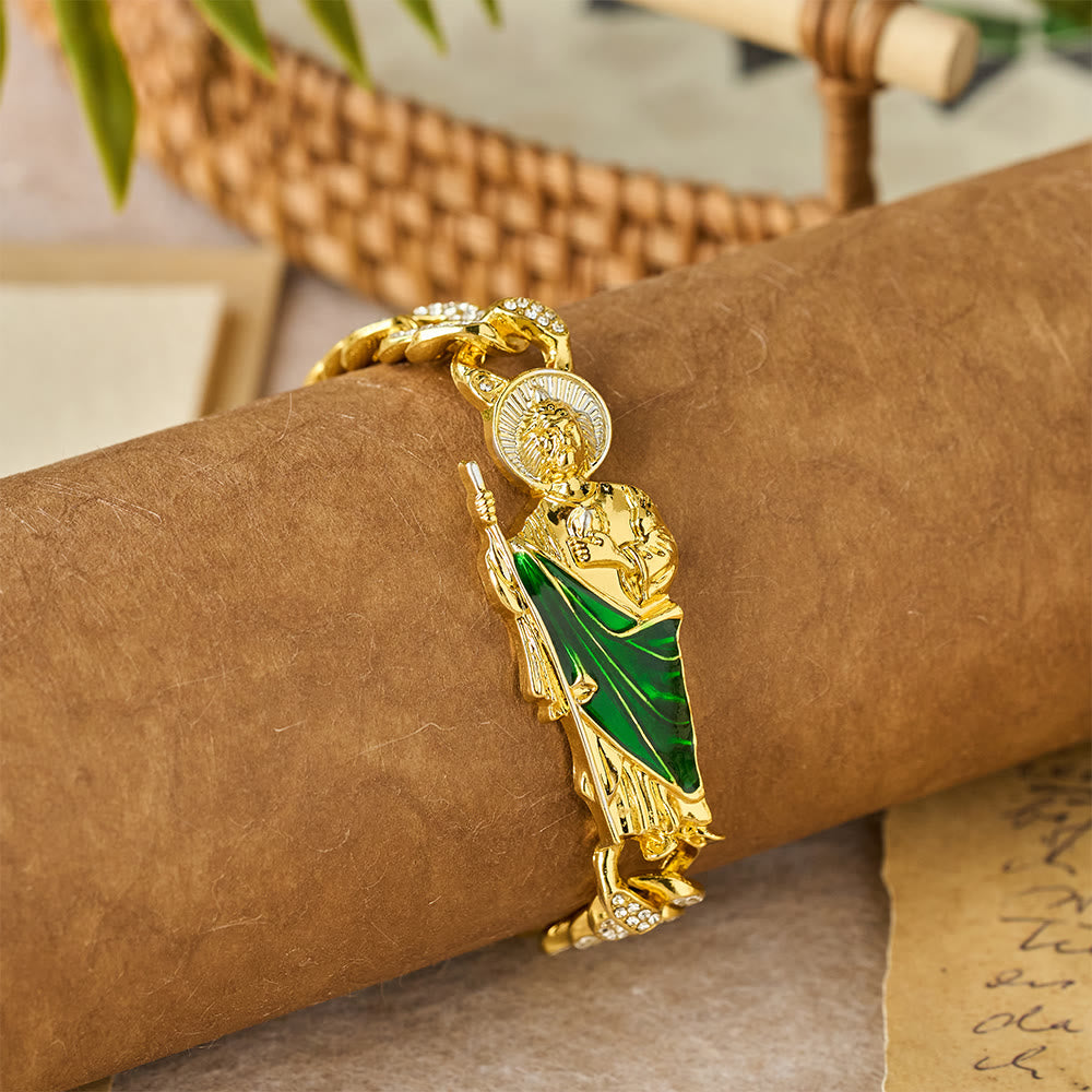 Collar con halo de cristal de San Judas giratorio: un símbolo de gracia sagrada y protección