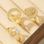 Anillo de la Virgen de estilo Corazón/Luna/Oval: Devoción Sagrada y Gracia Radiante
