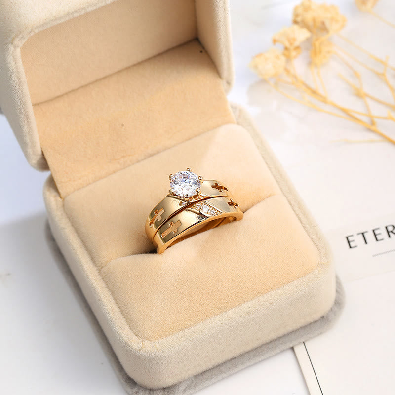 Set de anillos apilables de banda cruzada: Símbolo atemporal de fe y luz eterna