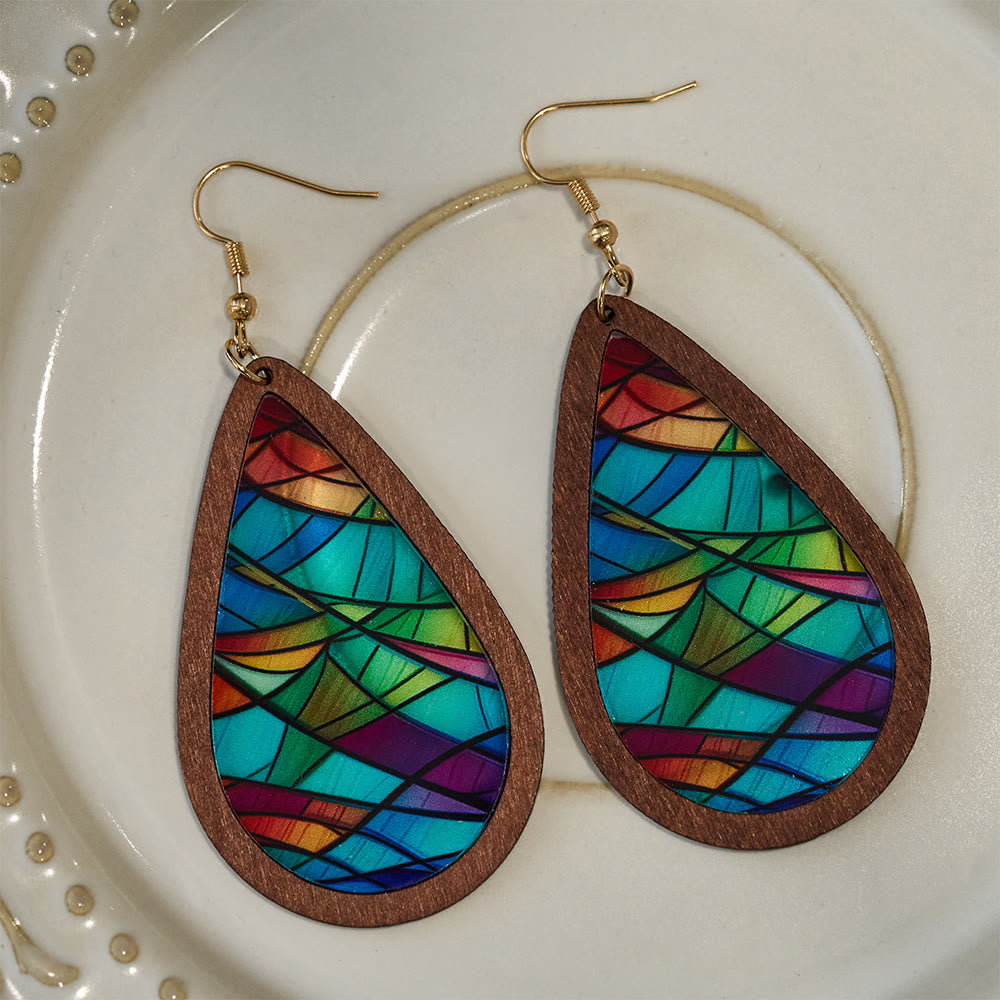 Boucles d'oreilles Glorious Grace Gouttes d'eau inspirées de l'art coloré des vitraux d'église VIP