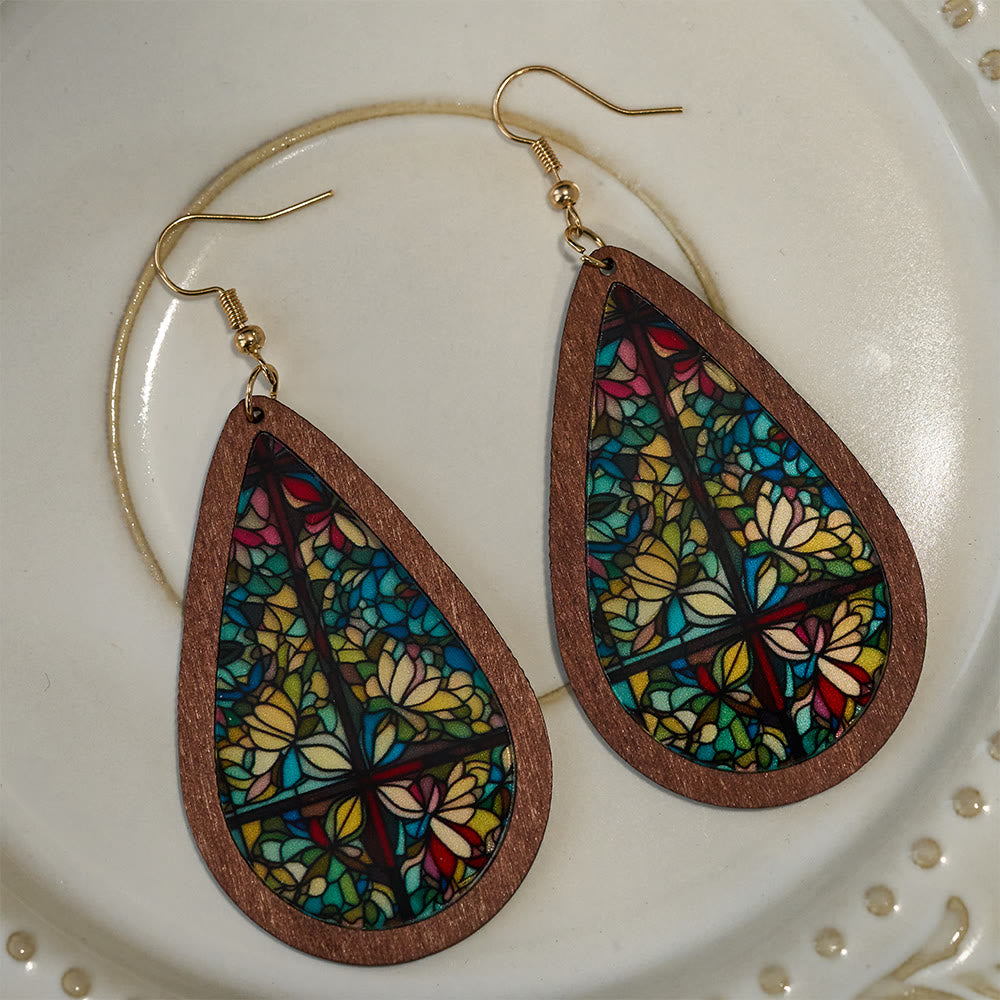 Boucles d'oreilles Glorious Grace Gouttes d'eau inspirées de l'art coloré des vitraux d'église VIP