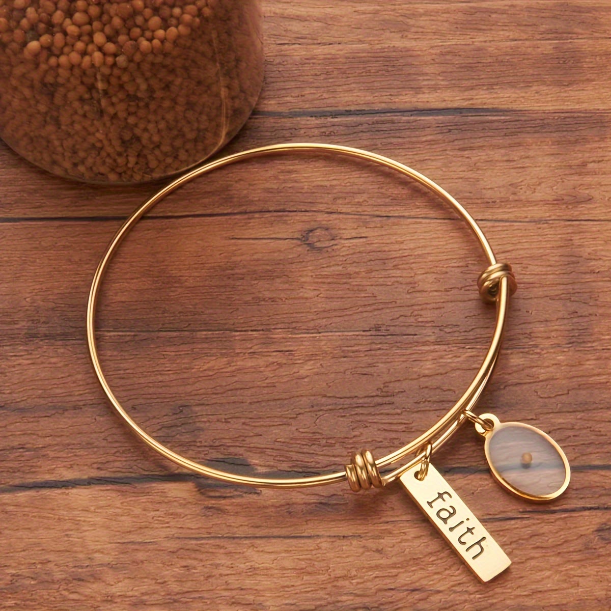 Bracelet jonc Graine de Moutarde Foi : Gardez la foi près du cœur