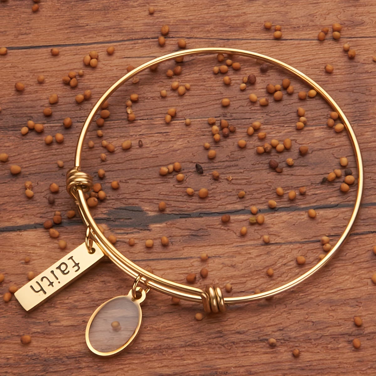 Bracelet jonc Graine de Moutarde Foi : Gardez la foi près du cœur