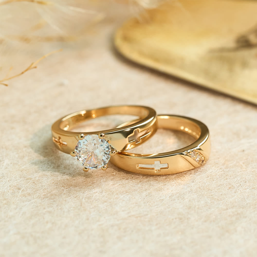 Set de anillos apilables de banda cruzada: Símbolo atemporal de fe y luz eterna
