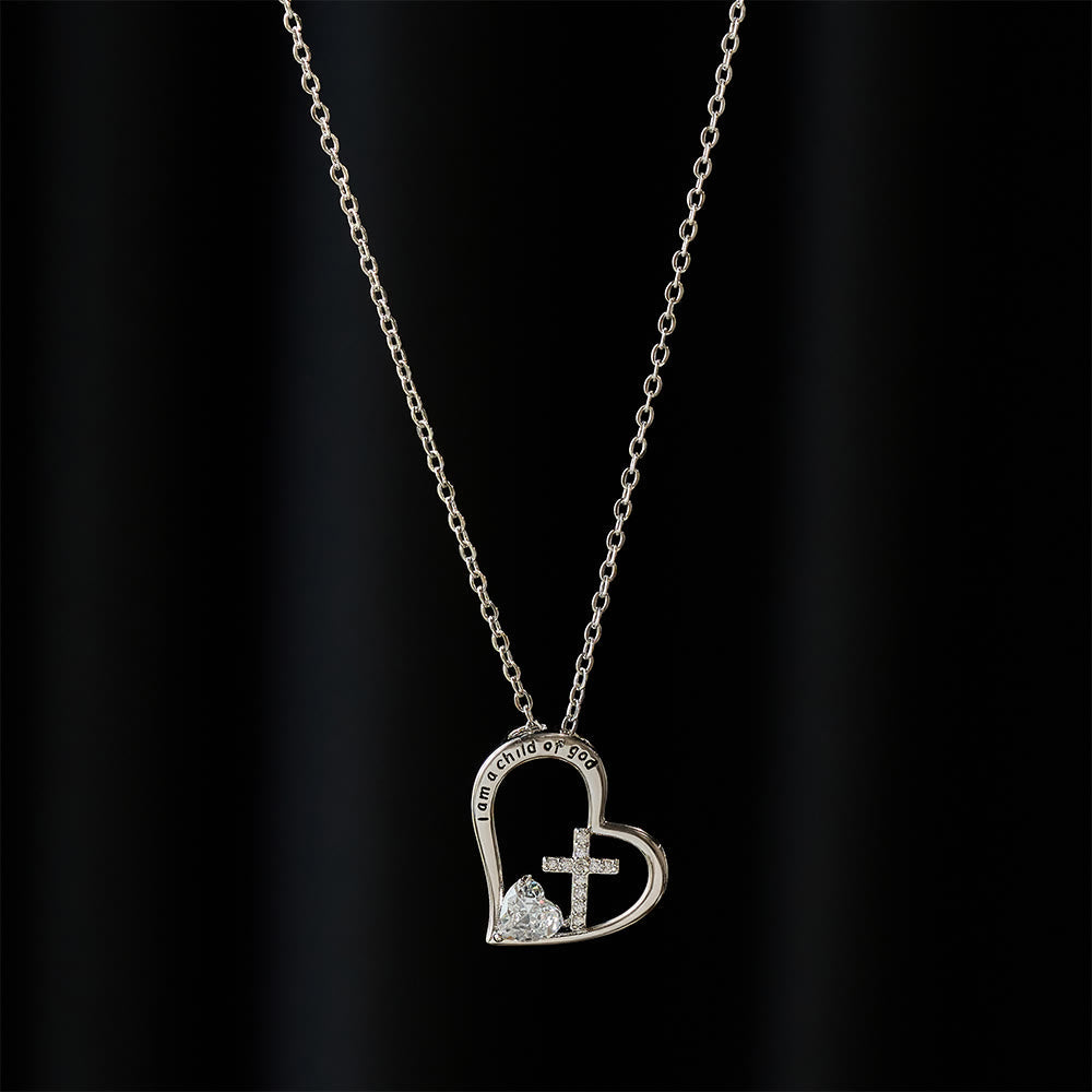 Collar Corazón Cruz "Soy un Hijo de Dios" con Detalles de Circonita: Una Prueba de Identidad Celestial