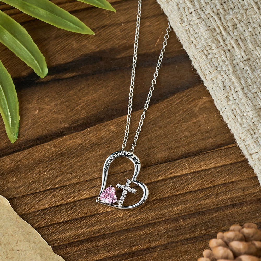 Collar Corazón Cruz "Soy un Hijo de Dios" con Detalles de Circonita: Una Prueba de Identidad Celestial