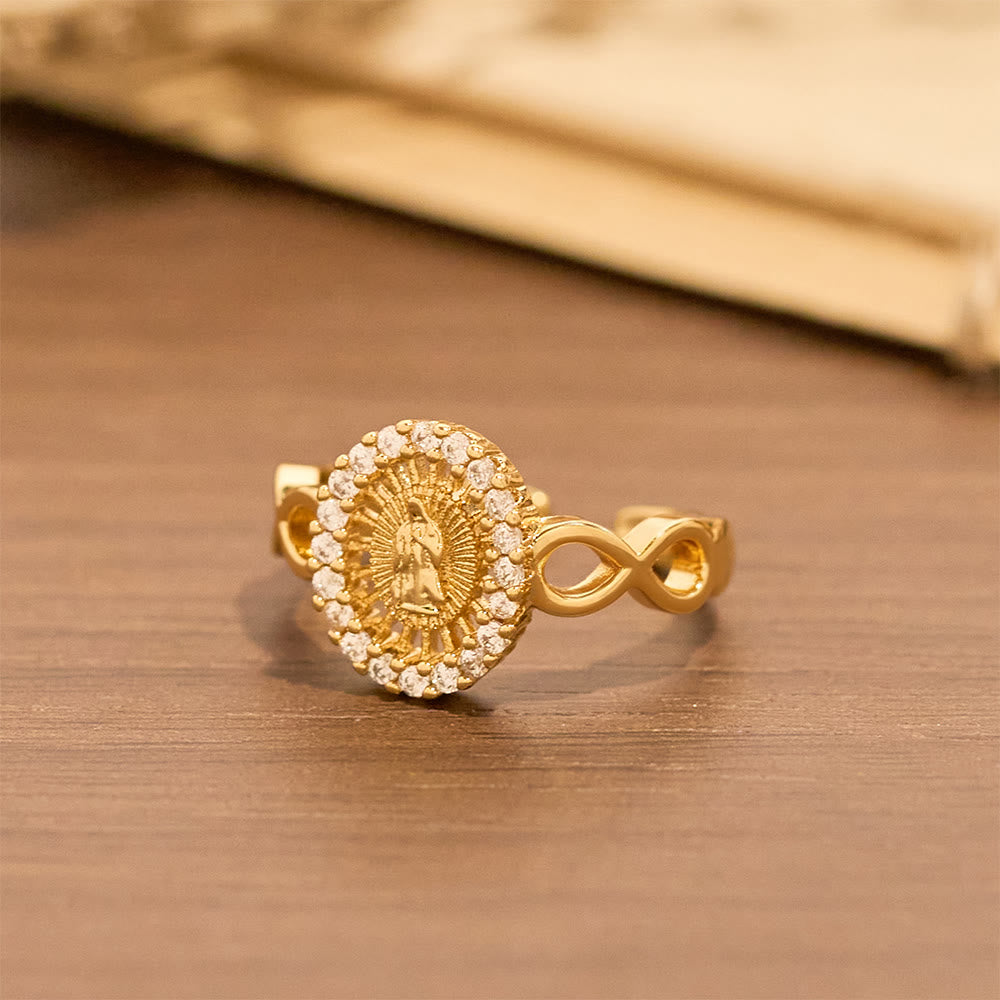 Bague Infini Notre-Dame en Zircon : Emblème de la Grâce Mariale Éternelle