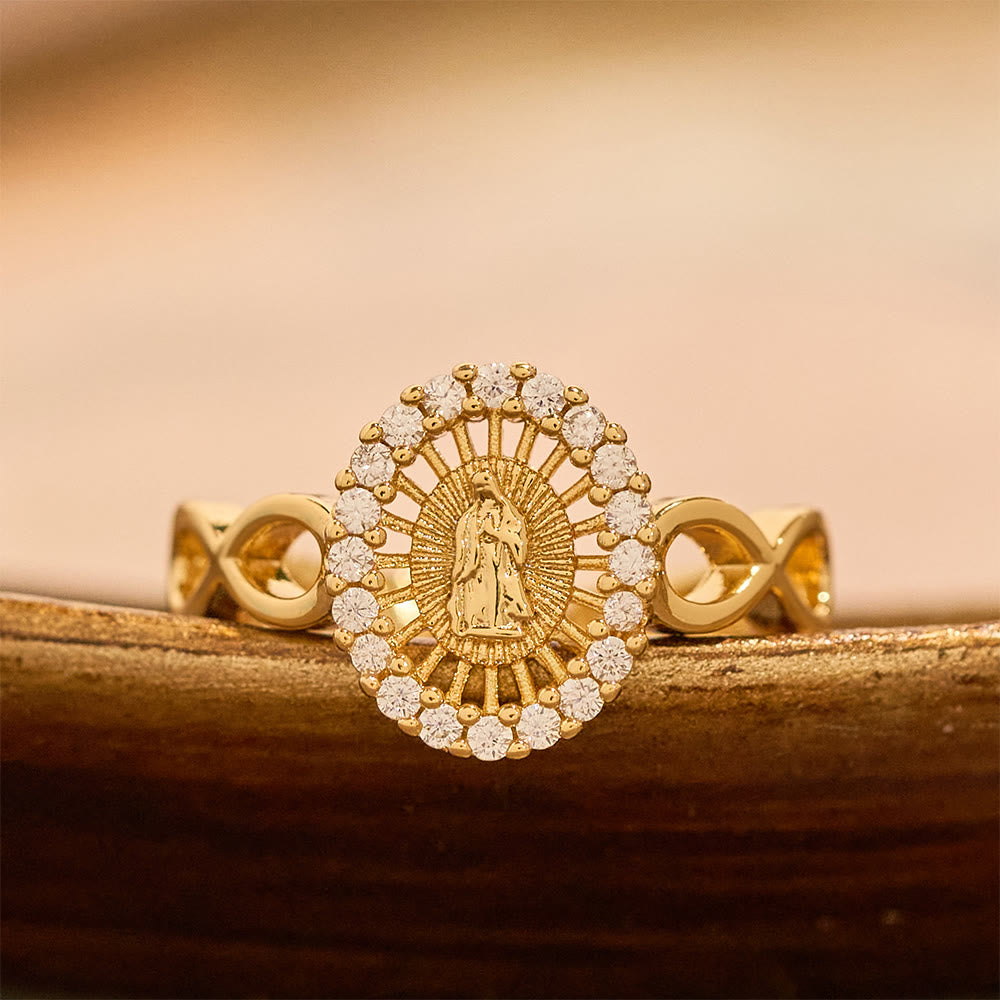 Bague Infini Notre-Dame en Zircon : Emblème de la Grâce Mariale Éternelle
