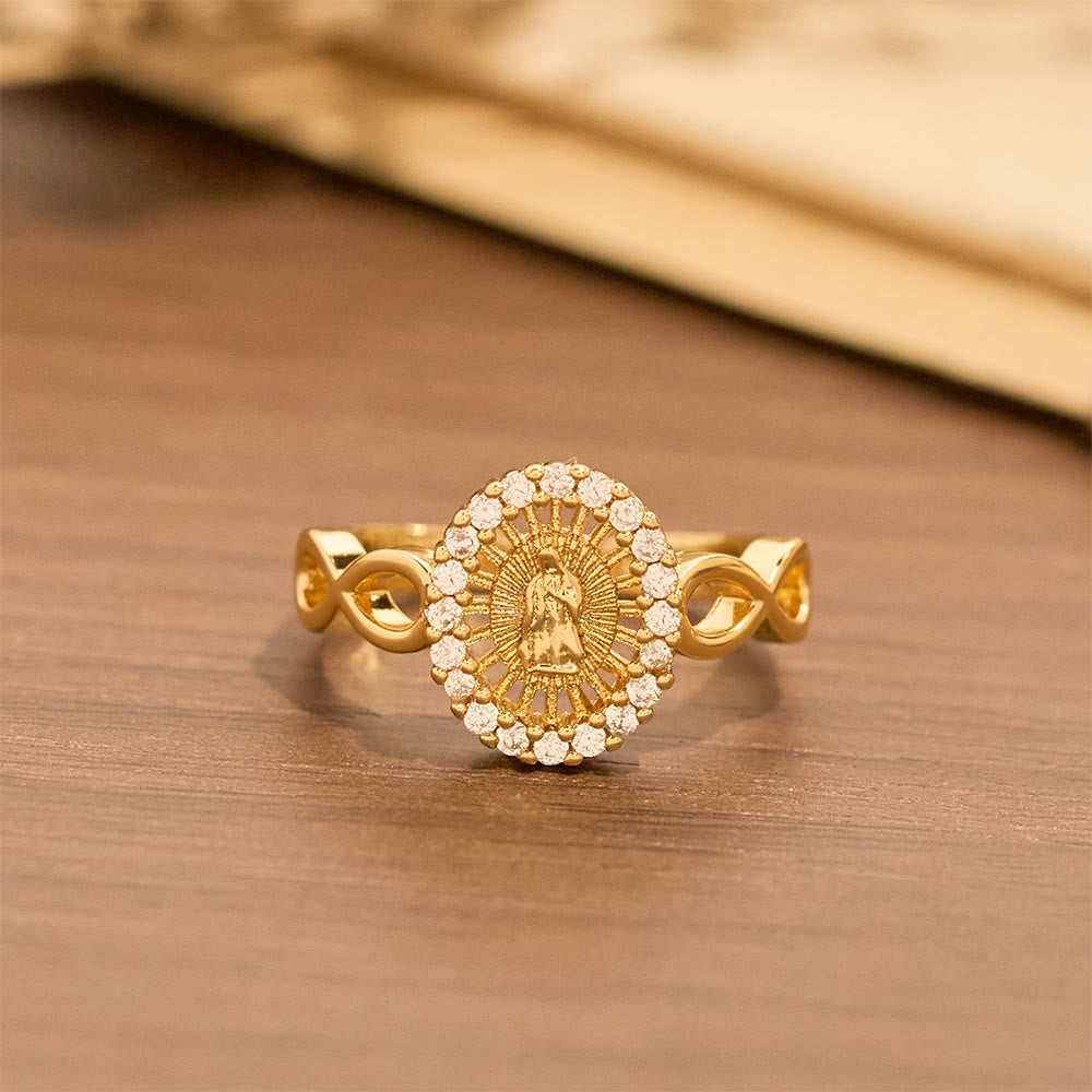 Bague Infini Notre-Dame en Zircon : Emblème de la Grâce Mariale Éternelle