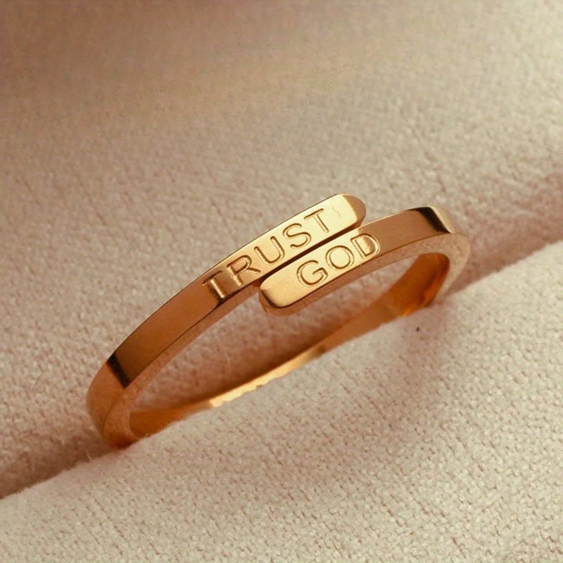 Bague à double-bande « TRUST GOD » : Fidèle compagne de la confiance divine