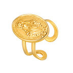 Bague réglable ouverte Notre-Dame Médaille Miraculeuse CZ Halo Foi