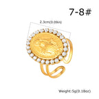 Bague réglable ouverte Notre-Dame Médaille Miraculeuse CZ Halo Foi