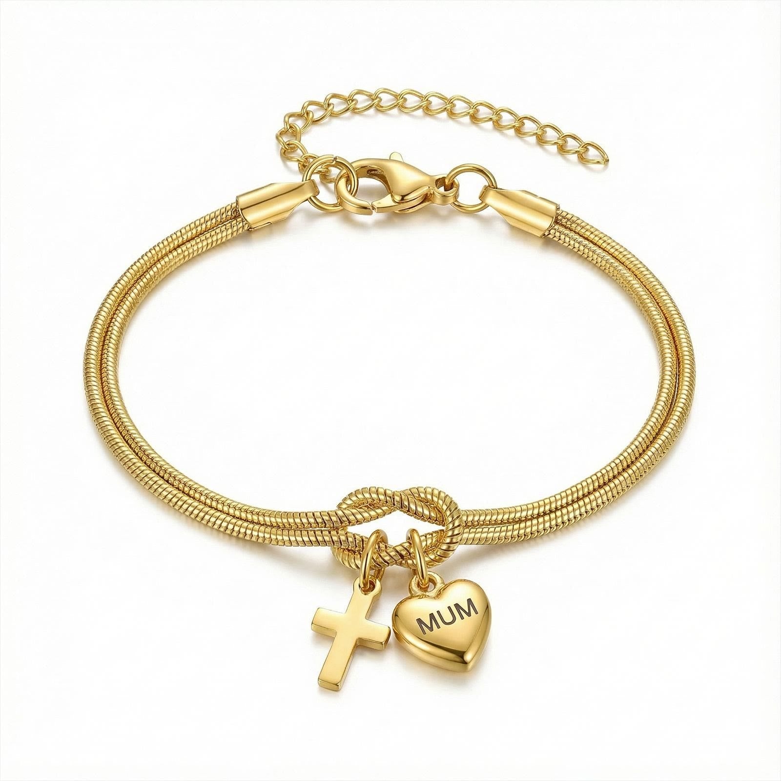 Bracelet Ajustable Nœud d'Amour Cœur Entrelacé : Emblème de Dévotion et de Grâce Divine