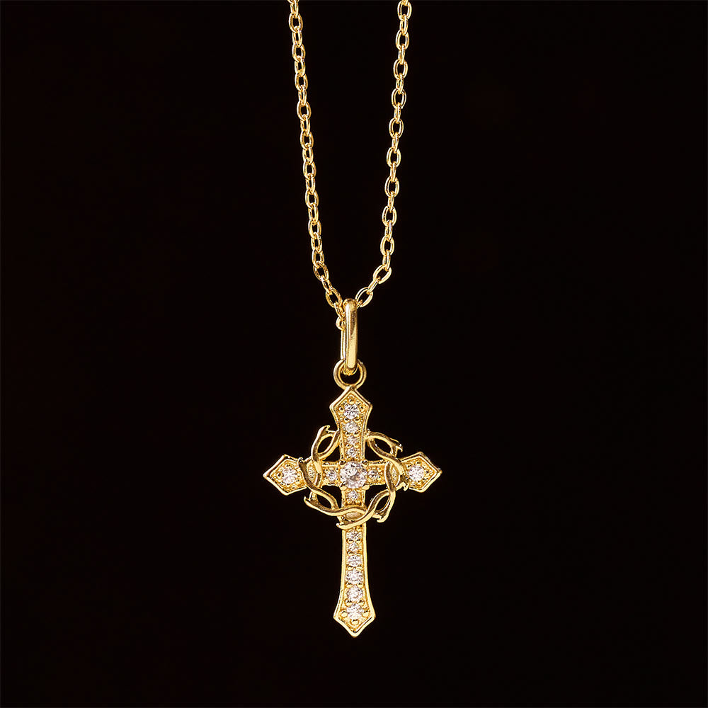 Collar con Cruz Geométrica Brillante: Un Símbolo de Esperanza Eterna y Protección Divina