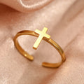 Anillo Abierto de Cruz Minimalista: Un Símbolo de Fe Devota y Gracia Espiritual