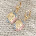 Boucles d'oreilles pendantes ovales Notre-Dame ornées : Incarnation de la grâce maternelle et de la protection divine VIP