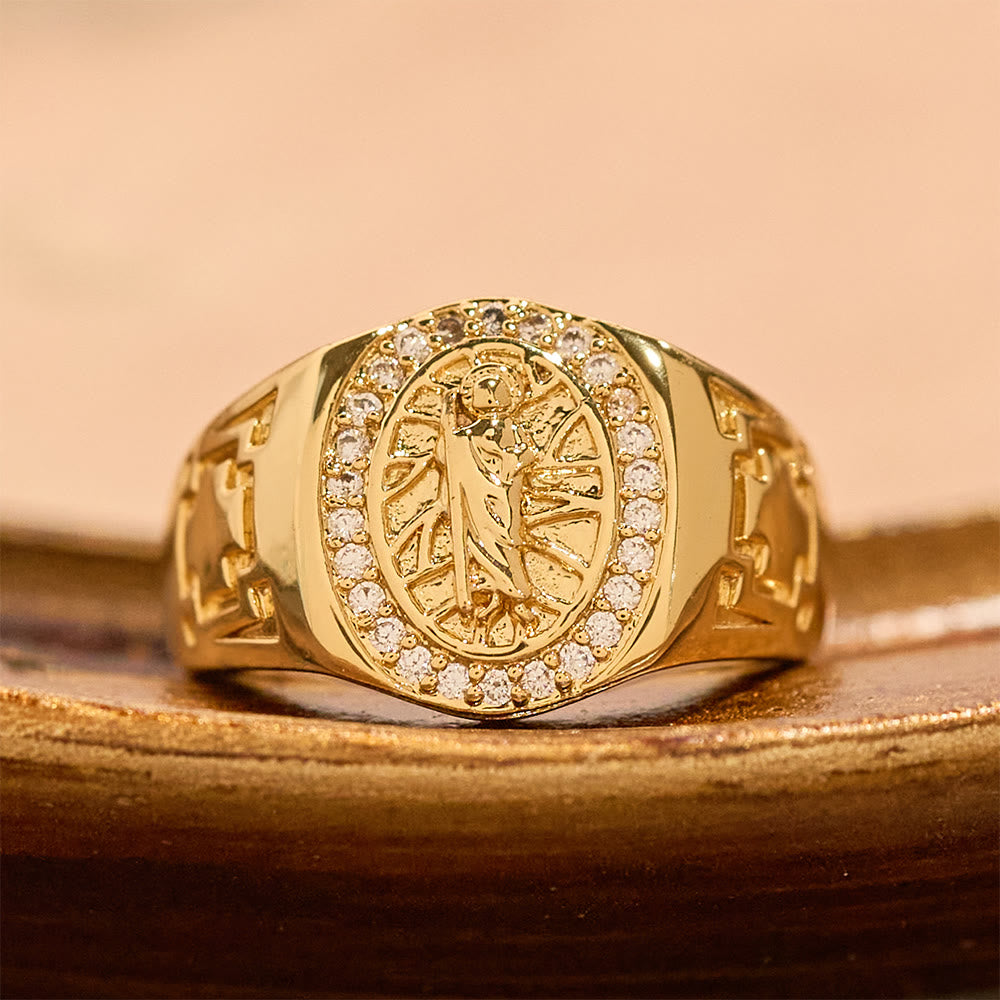 Bague imposante ornée Saint Jude : Emblème de Rédemption et de Protection Spirituelle