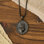 Collar con Medallón Reversible de Corazón Sagrado Tricolor y Cruz: Emblema del Amor Divino
