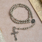 Pulsera de rosario magnética Sagrado Tono Plateado: Oración y pulsera 2 en 1