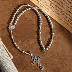 Pulsera de rosario magnética Sagrado Tono Plateado: Oración y pulsera 2 en 1