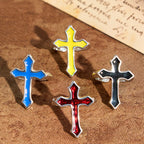 Anillo Abierto con Cruz Esmaltada de Cuatro Colores: Emblema de la Luz de la Fe