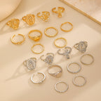 Set de Anillos con Cruz Mariana Dorada y Plateada: Una Prueba de Devoción Celestial